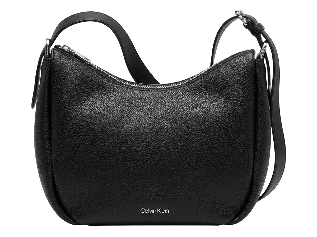 Pebbled Leather Hobo in Black