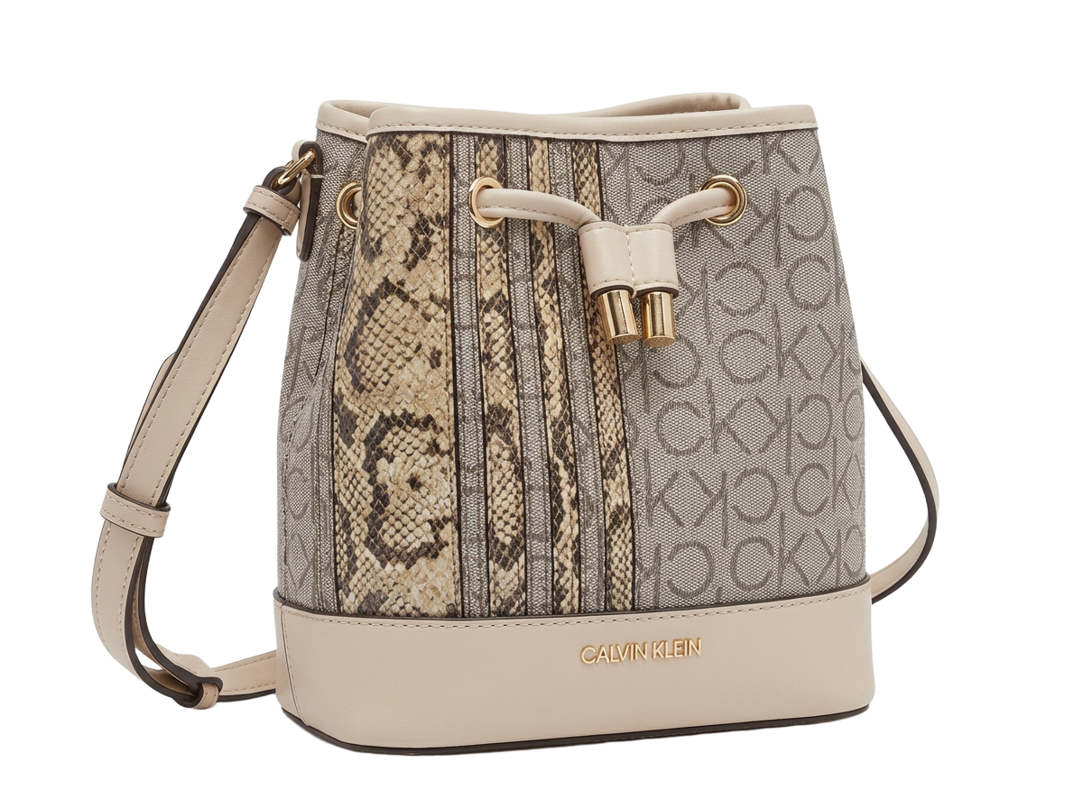 Snake Panel Bucket Bag in Sand