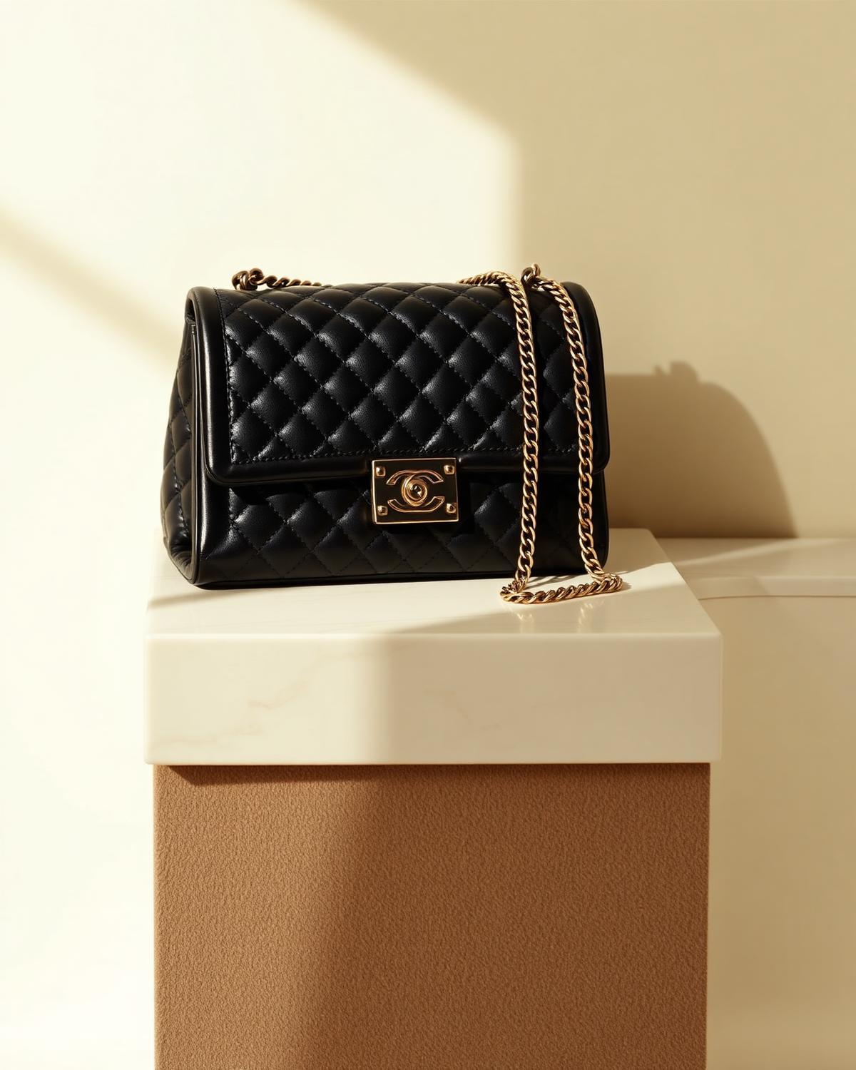 Black quilted flap bag