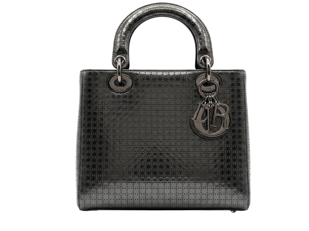 Lady Dior Medium in Metallic Perforated