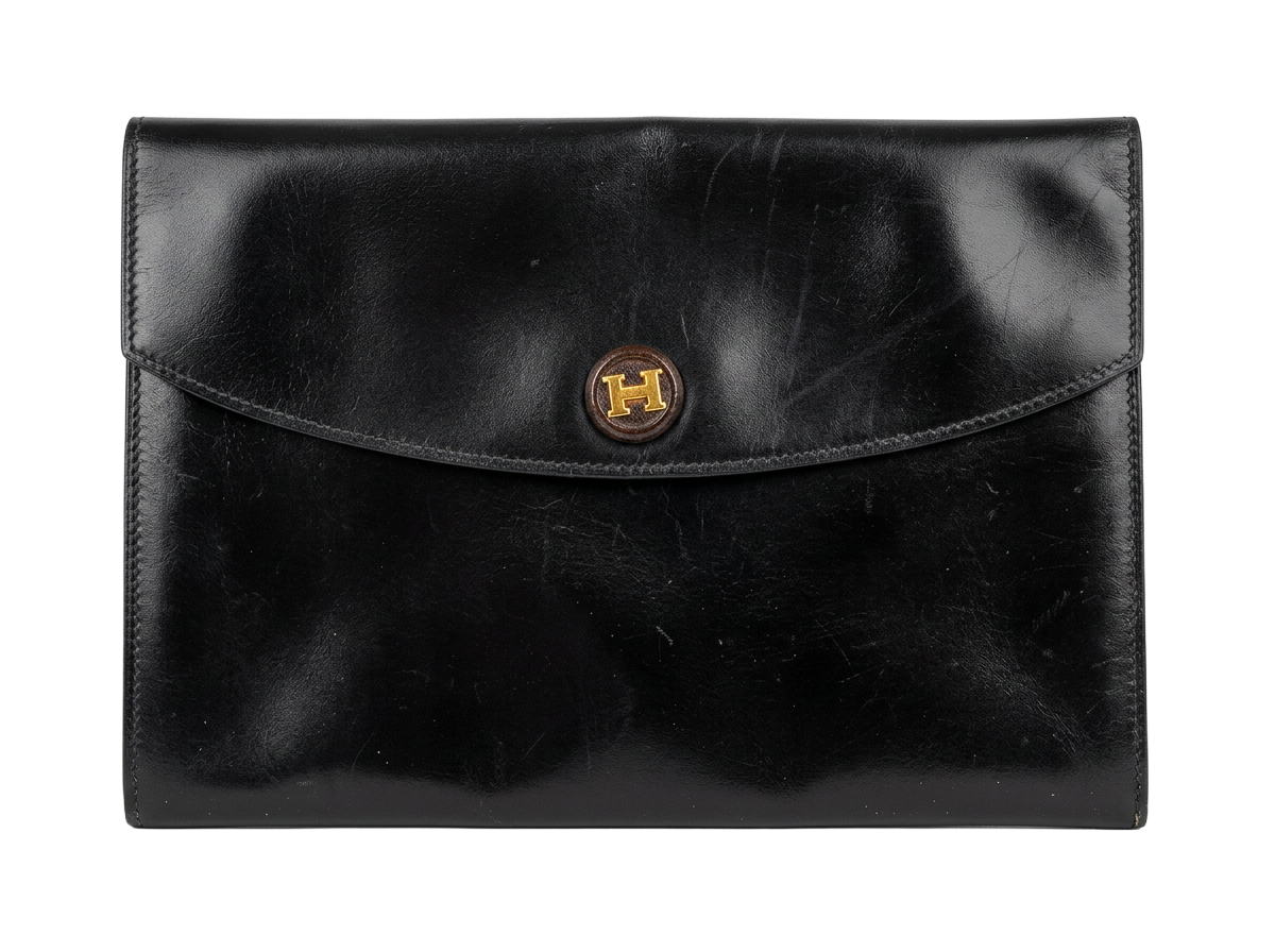 Rio Clutch in Black Box Calf